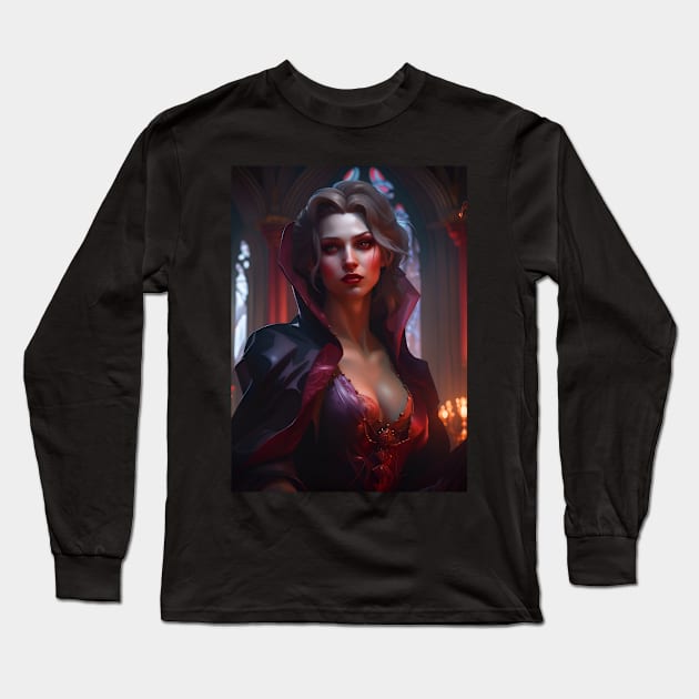 Beautiful Vampire Lady Long Sleeve T-Shirt by PrancingPeekees